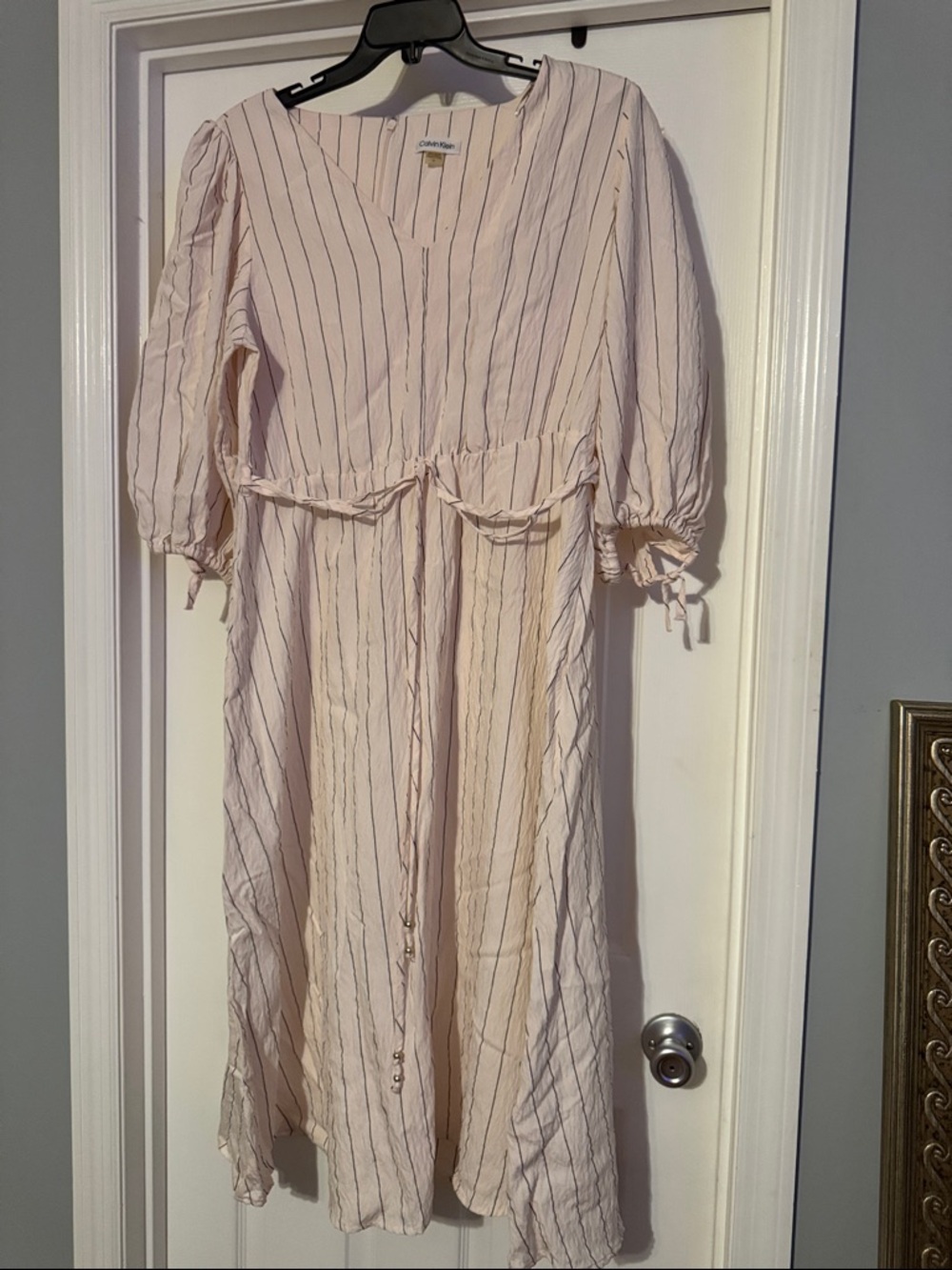 Calvin Klein Blush Striped Midi Dress